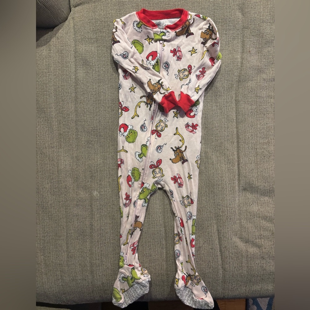 Carter's grinch Print Footie Pajamas - Red, Green, White
